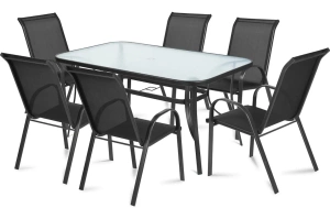 Metalowy stół ogrodowy PORTO z blatem z utwardzanego szkła