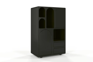 Drewniana komoda z łukami Visby OLIMPIA HIGH / kolor czarny / szer. 80 cm