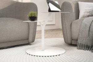 Metalowy stolik pomocniczy do salonu Kayani IROKO / kolor biały