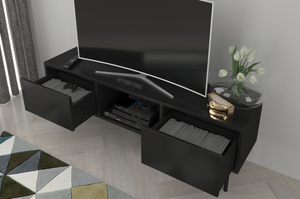 Czarna nowoczesna komoda RTV Dancan MIRKA / szer. 130 cm