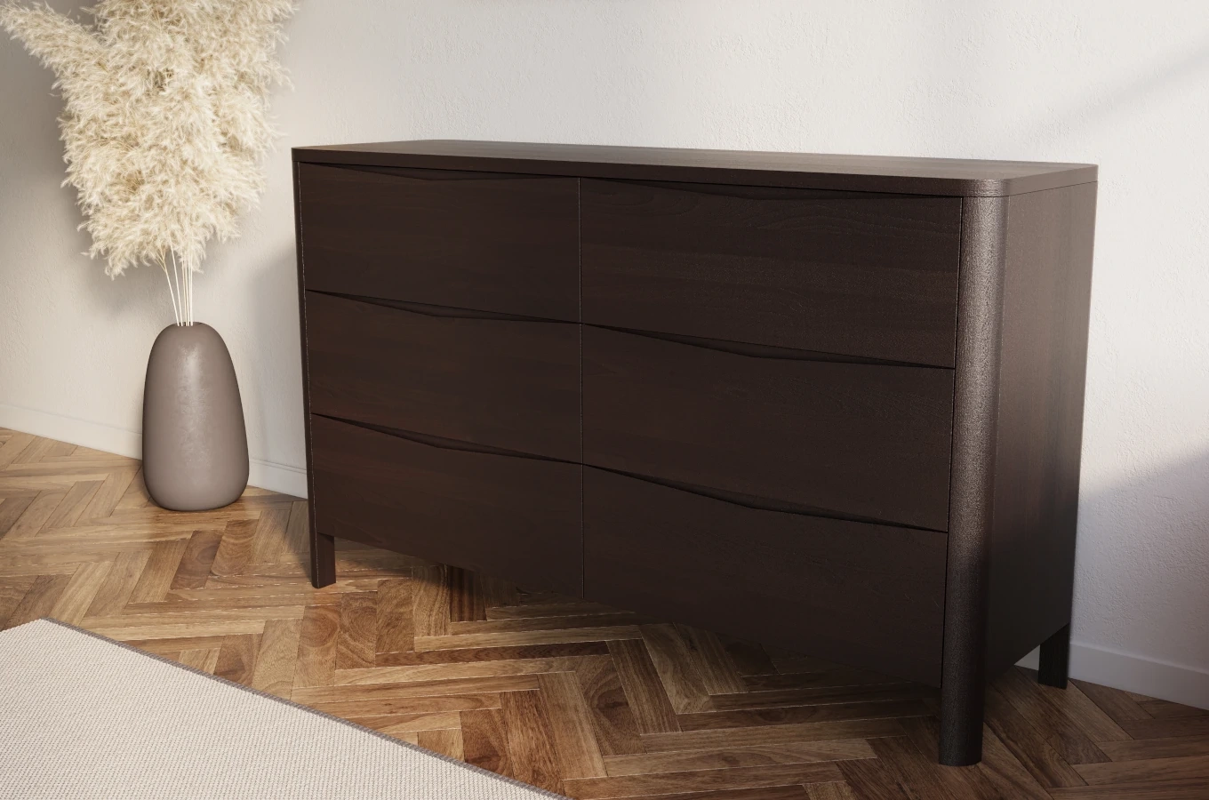 Drewniana komoda bukowa Visby MODENA LOW 150 / kolor palisander