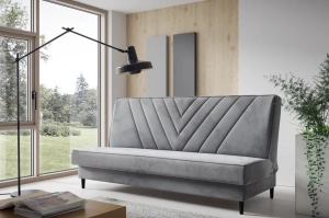 Nowoczesna sofa VAIANA w skandynawskim stylu z funkcją spania i pojemnikiem na pościel