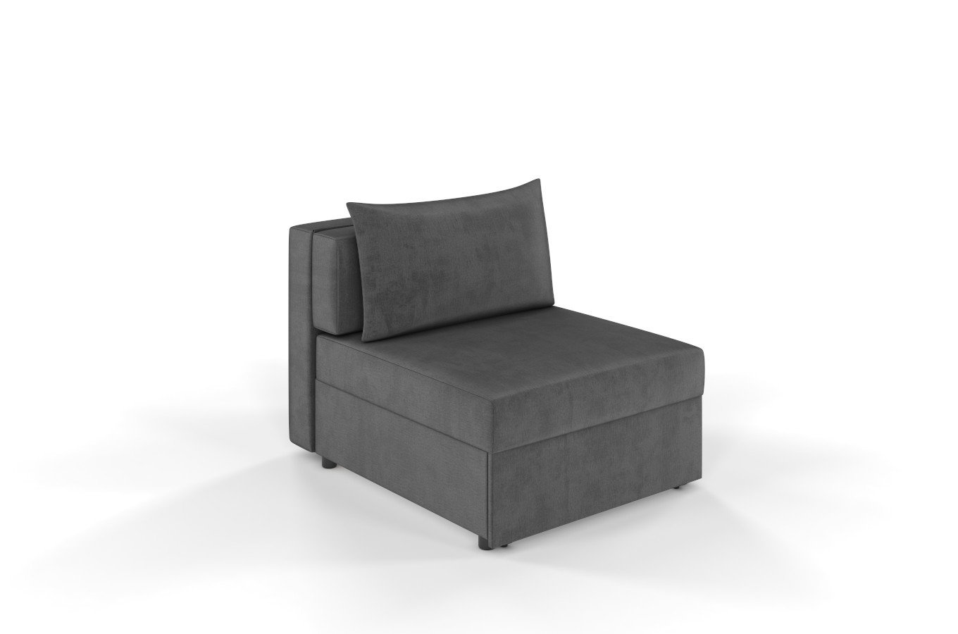 Ciemno-szara rozkładana sofa Dancan OLGA z funkcją spania i pojemnikiem na pościel / szerokość 86 cm