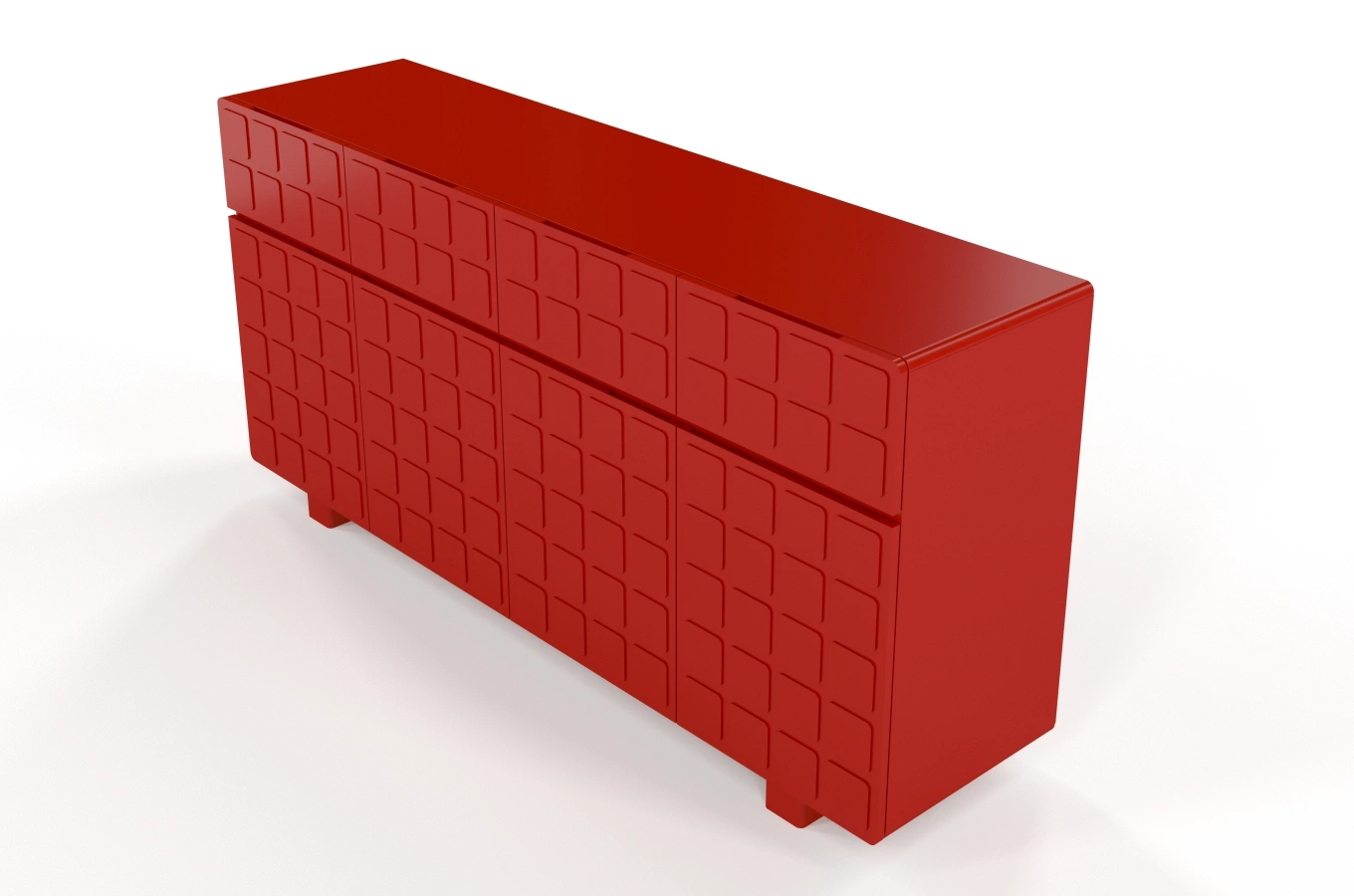 Nowoczesna komoda z frontami 3D Skandica CUBO LONG / kolor bordowy / szer. 169 cm