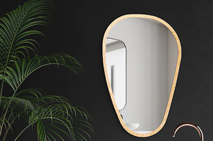 Nieregularne lustro STONE Natural / rama w kolorze naturalnym