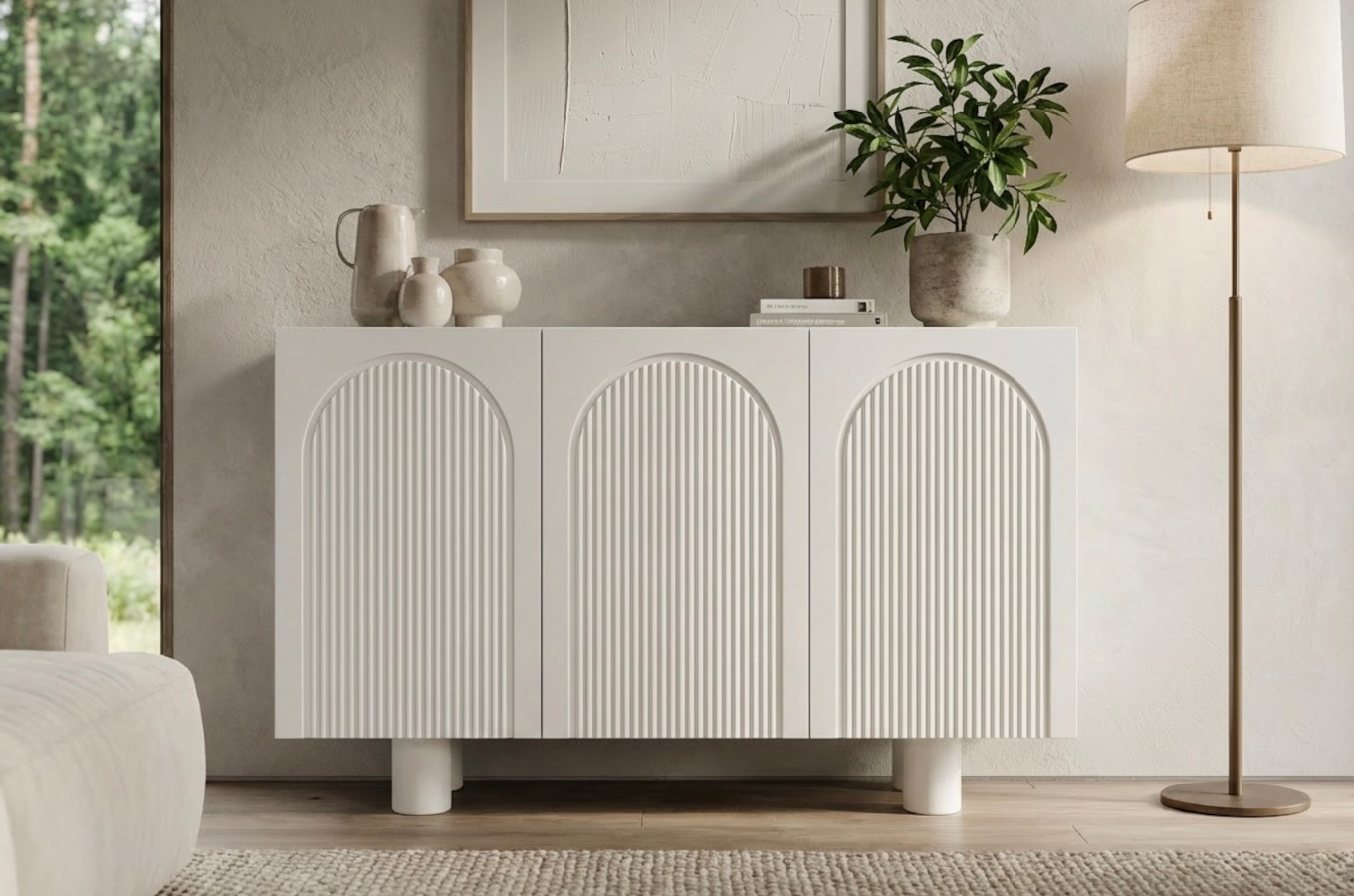 Biała komoda z łukami Skandica RITA / szer. 135 cm