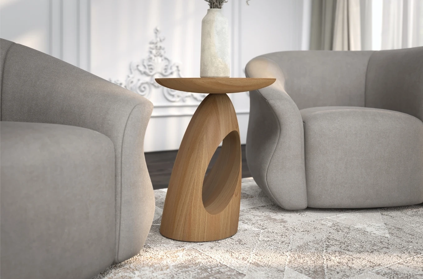 Stolik drewniany Kayani ISLAND różne kolory, wys. 40 cm / kolor naturalny