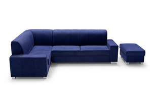 Nowoczesny rozkładany narożnik ARTUR z pojemnikiem na pościel + puf w zestawie