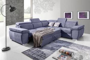 Nowoczesny narożnik GENUA z funkcją spania i pojemnikiem na pościel