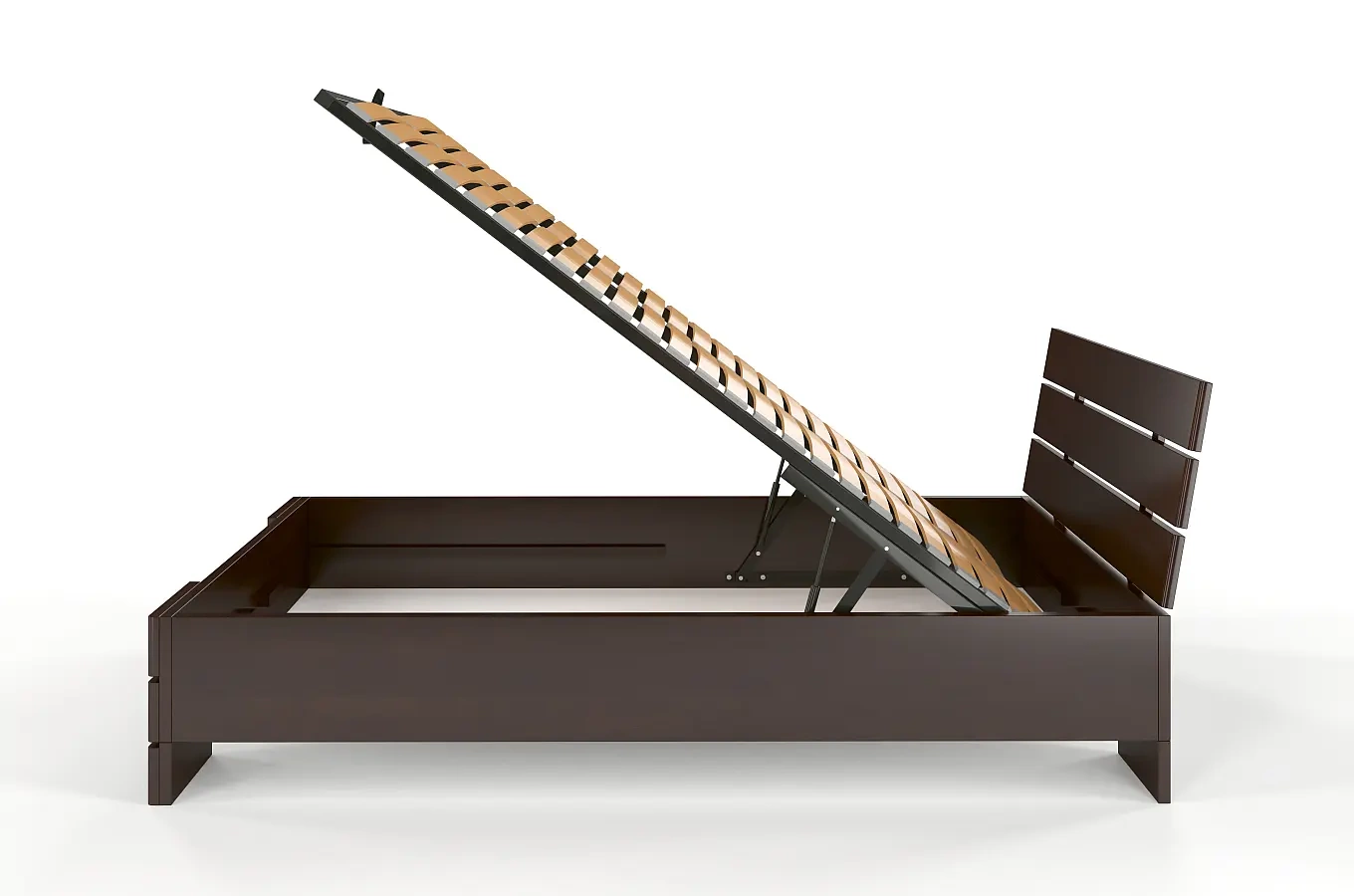 Łóżko drewniane bukowe Visby Sandemo High BC (Skrzynia na pościel) / 180x200 cm, kolor palisander