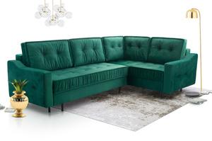 Nowoczesny narożnik HAITI L z funkcją spania i pojemnikiem na pościel