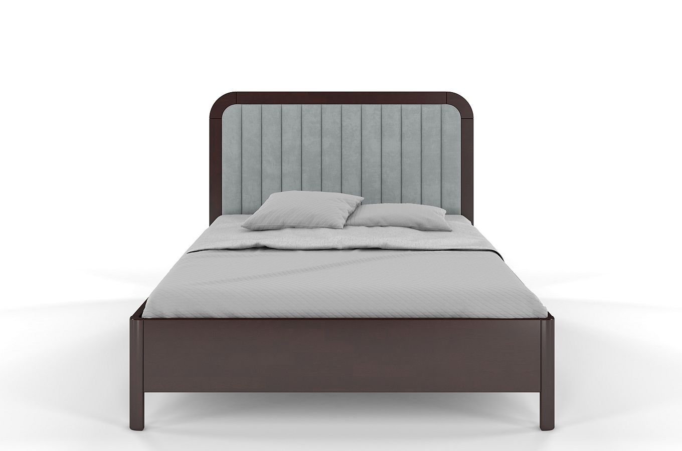 Tapicerowane łóżko drewniane bukowe Visby MODENA z wysokim zagłówkiem