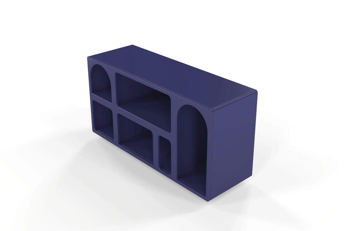 Drewniana komoda - regał - szafka RTV z łukami Visby OLIMPIA LONG / kolor granat szlachetny / szer. 140 cm