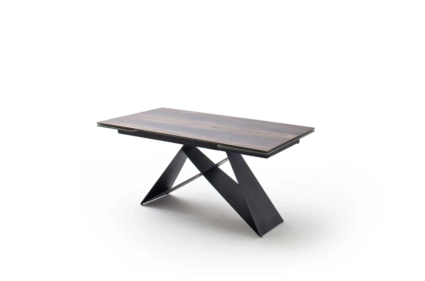 Nowoczesny rozkładany stół KOBE z ceramicznym blatem na metalowych nogach, kolor ciemne drewno / 160-240 x 90 cm