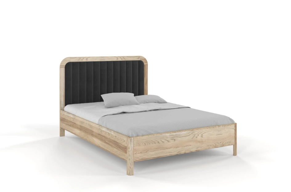Tapicerowane łóżko drewniane dębowe Visby MODENA z wysokim zagłówkiem / 120x200 cm, olej retro, zagłówek Casablanca 2315