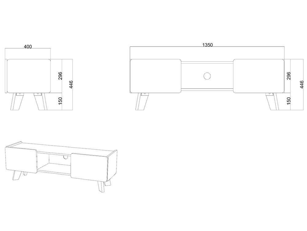 Szafka RTV Skandica LETT 02 na dębowych nogach / szer. 135 cm