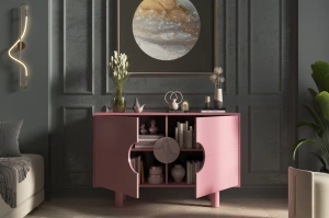 Nowoczesna komoda z marmurem Dancan ZOE 2D / kolor pudrowy róż / szer. 140 cm