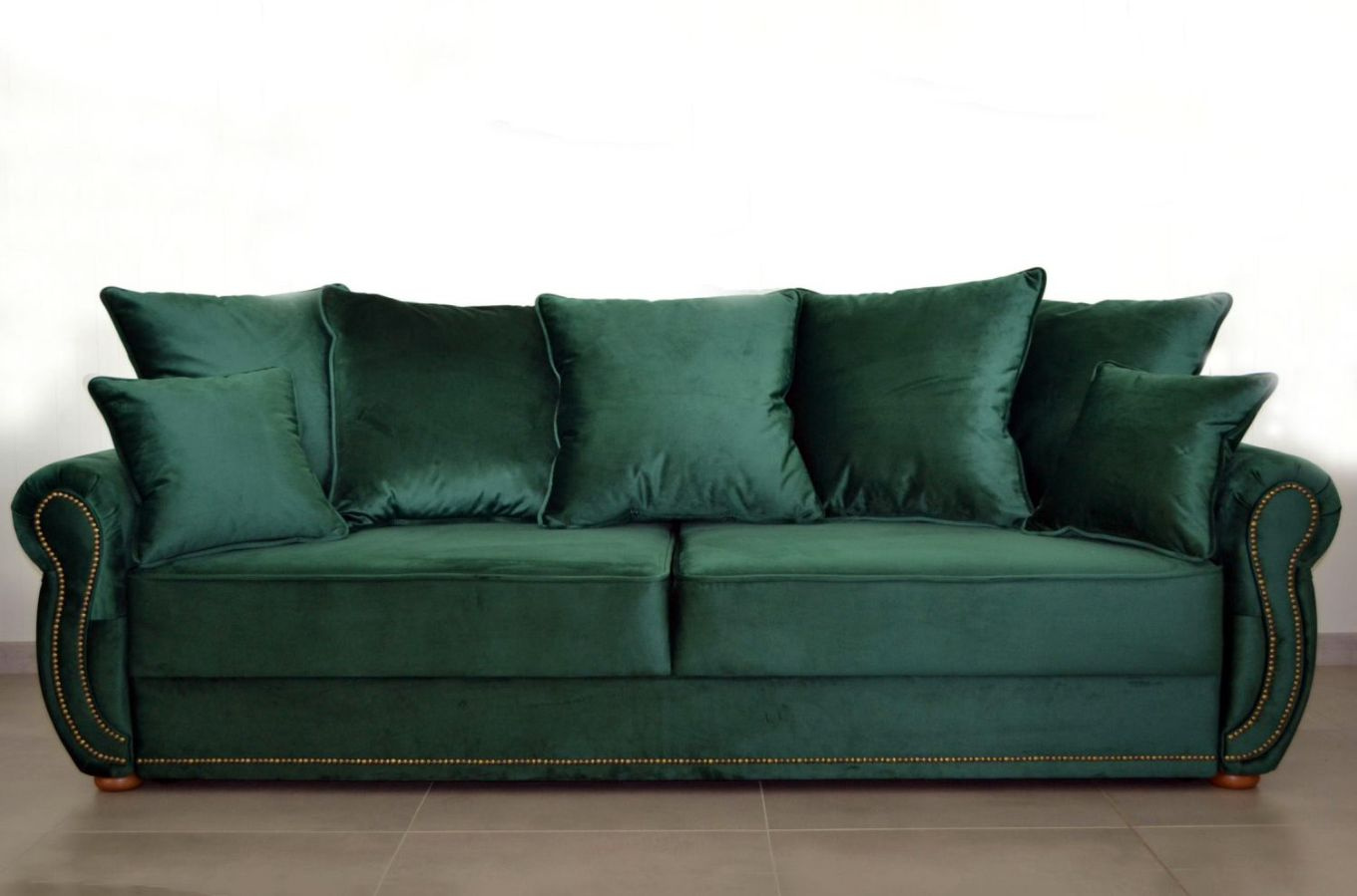 Elegancka 3-osobowa sofa BONA w angielskim stylu z funkcją spania i pojemnikiem na pościel