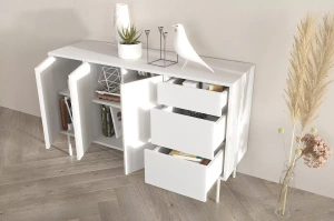 Biała nowoczesna komoda Dancan MIRKA / szer. 130 cm