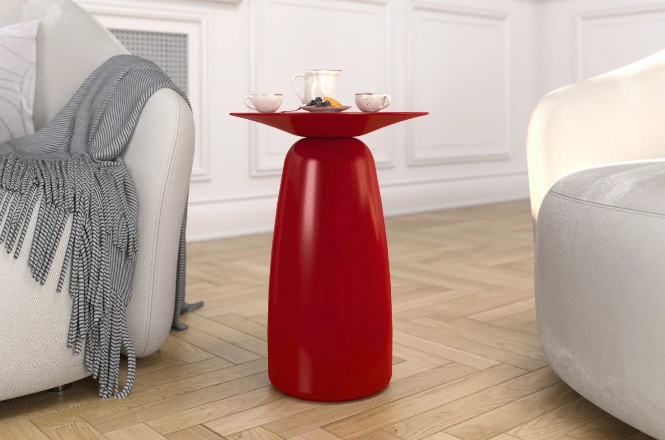 Stolik drewniany Kayani BAOBAB 44 różne kolory, wys. 44 cm / kolor bordowy