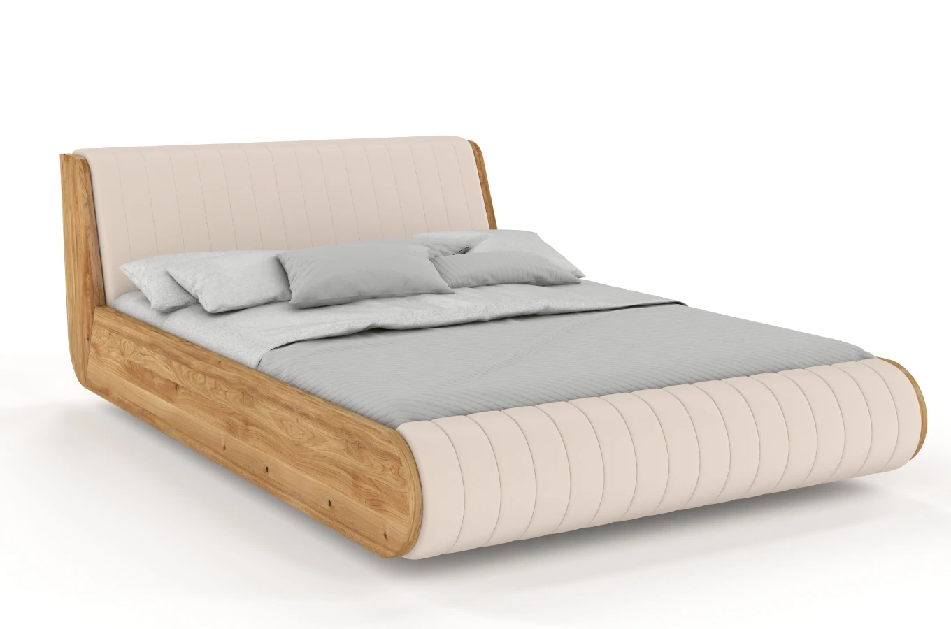 Łóżko lewitujące drewniane dębowe Visby HARALD / 140x200 cm, olej naturalny, zagłówek Trinity 02
