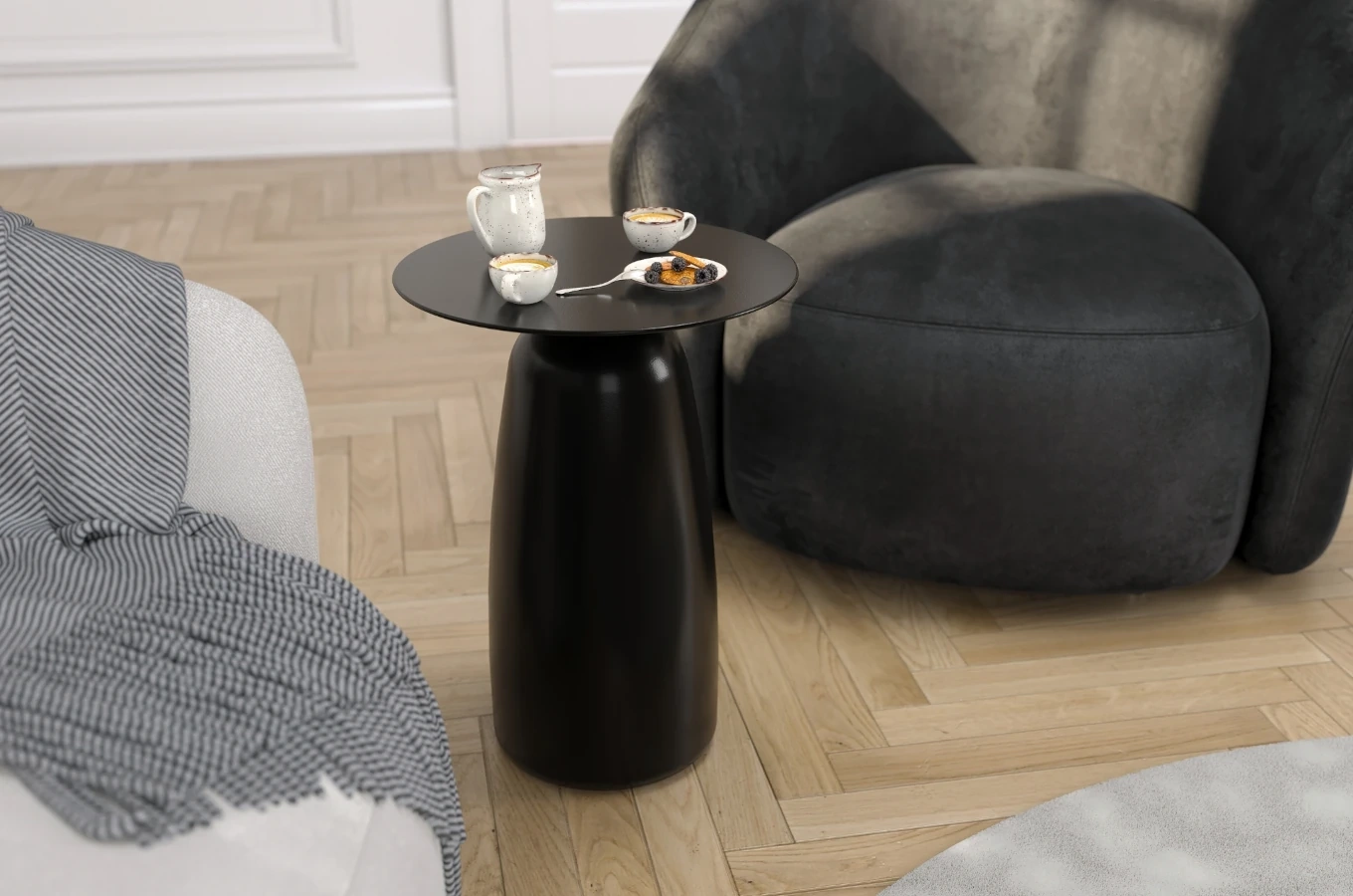 Stolik drewniany Kayani BAOBAB 44 różne kolory, wys. 44 cm / kolor czarny