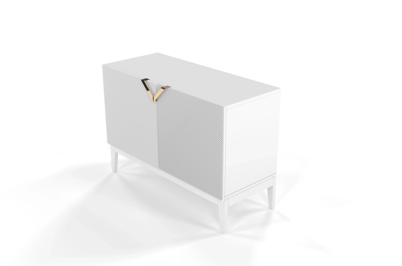 Drewniana komoda Visby DEMI LONG 2D / kolor biały + białe nogi / szer. 100,5 cm