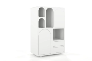 Drewniana komoda z łukami Visby OLIMPIA HIGH / kolor biały / szer. 80 cm