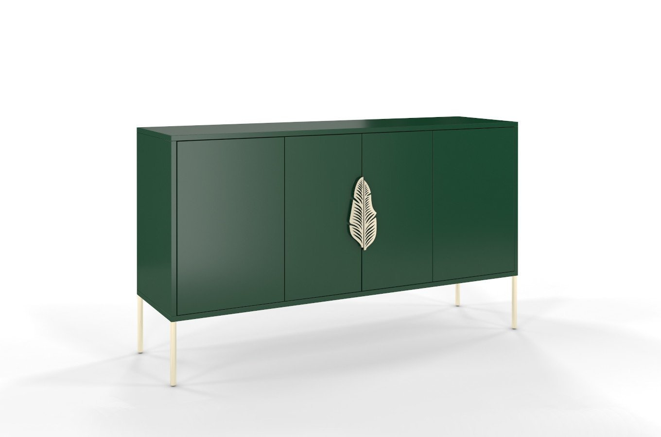 Zielona komoda Skandica MERLIN ze złotymi dodatkami / szer. 138 cm