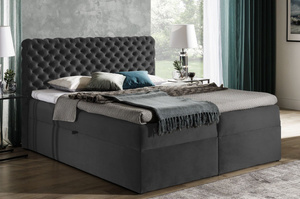 Tapicerowane łóżko kontynentalne GROSSETO z pikowaniem Chesterfield