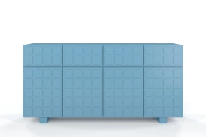 Nowoczesna komoda z frontami 3D Skandica CUBO LONG / kolor pastelowy niebieski / szer. 169 cm