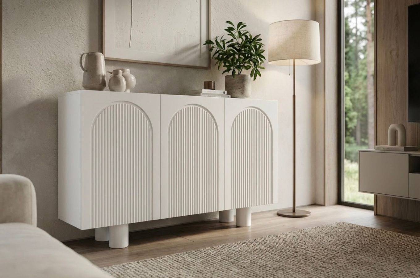 Biała komoda z łukami Skandica RITA / szer. 135 cm