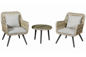 Zestaw mebli ogrodowych z technorattanu ASOLO / Stół + 2 fotele