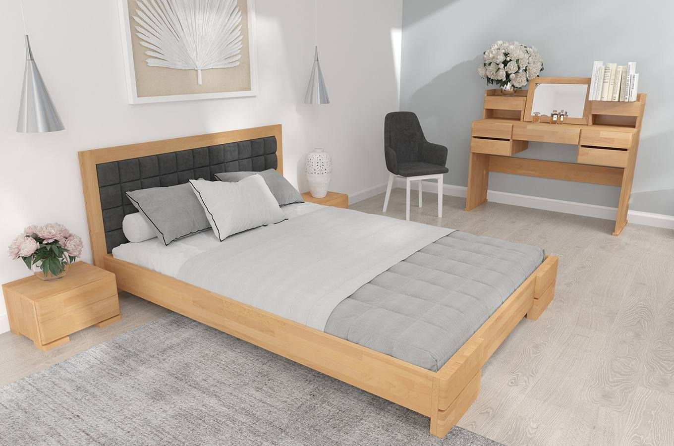 Drewniana szafka nocna bukowa Visby Sandemo 1S / kolor naturalny