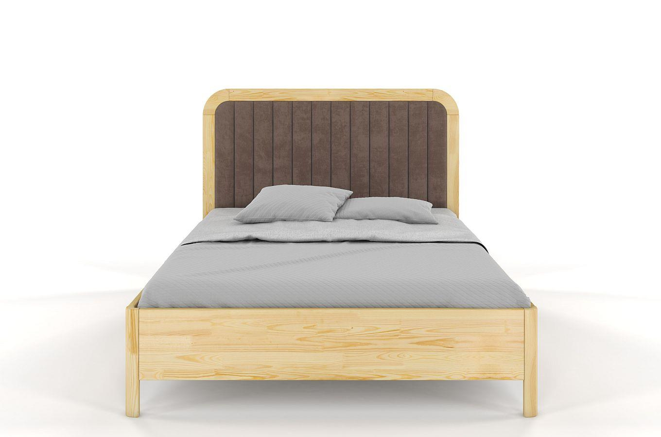 Tapicerowane łóżko drewniane sosnowe Visby MODENA BC z wysokim zagłówkiem / 120x200 cm, kolor naturalny, zagłówek Casablanca 2306 (skrzynia na pościel)
