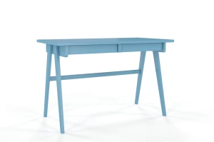 Drewniane biurko / toaletka z szufladami Visby EDDA / kolor pastelowy niebieski / 120x65 cm