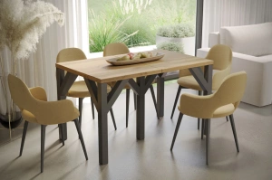 Nowoczesny rozkładany stół DUNAJ na metalowych nogach 130-295 x 90 cm (dąb wotan)