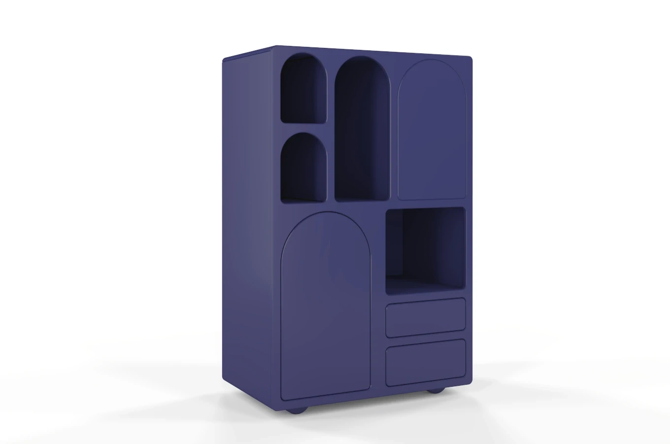 Drewniana komoda z łukami Visby OLIMPIA HIGH / kolor granat szlachetny / szer. 80 cm