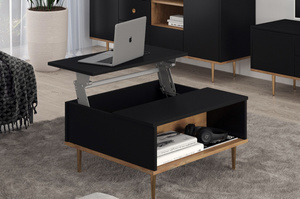 Czarny nowoczesny stolik kawowy Skandica HARMONI z otwieranym blatem
