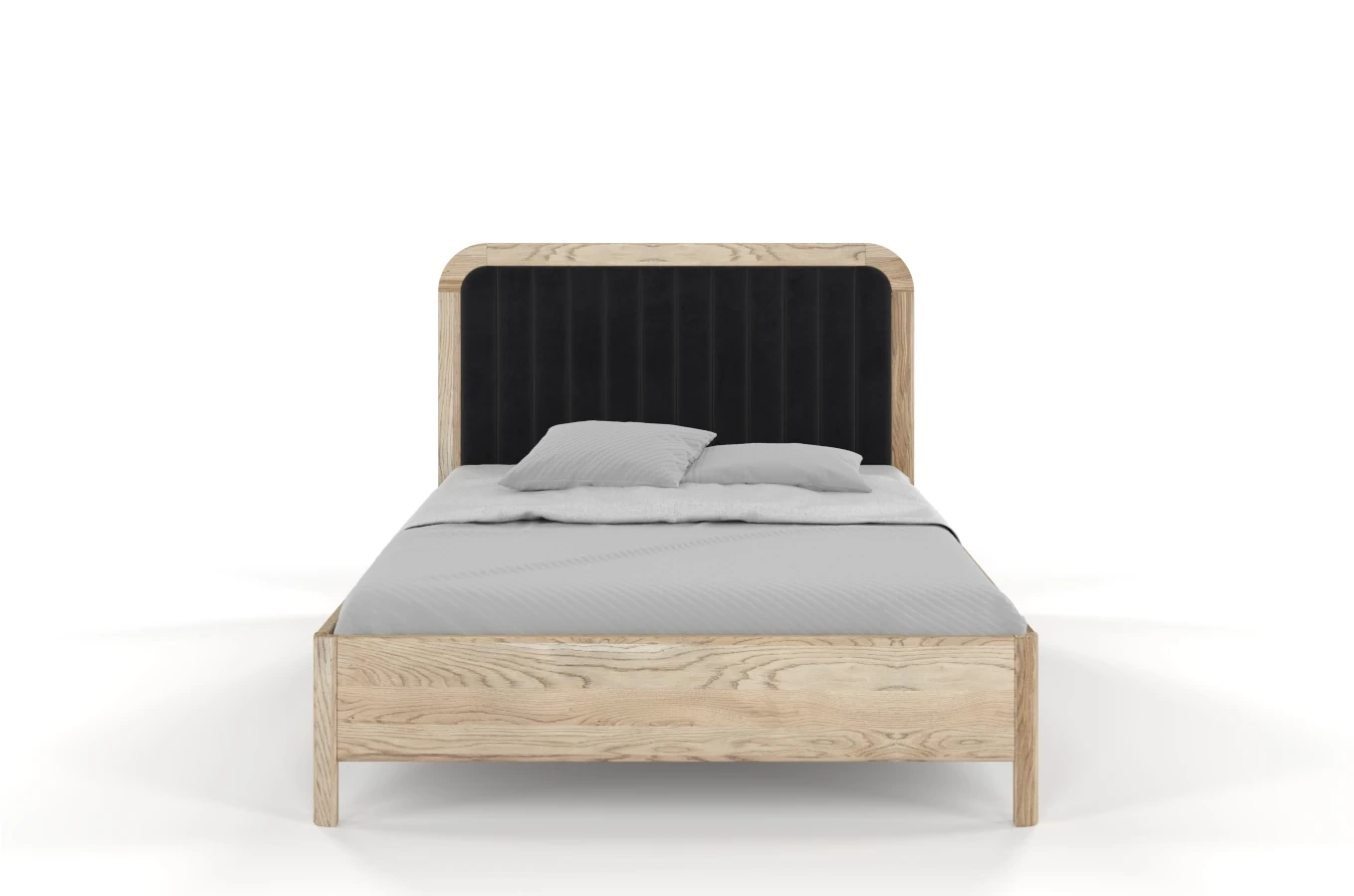 Tapicerowane łóżko drewniane dębowe Visby MODENA z wysokim zagłówkiem / 180x200 cm, olej retro, zagłówek Casablanca 2316