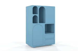 Drewniana komoda z łukami Visby OLIMPIA HIGH / kolor pastelowy niebieski / szer. 80 cm