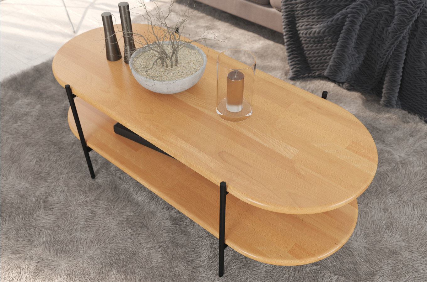 Stolik drewniany bukowy Skandica DOTA w kolorze naturalnym na metalowych nogach