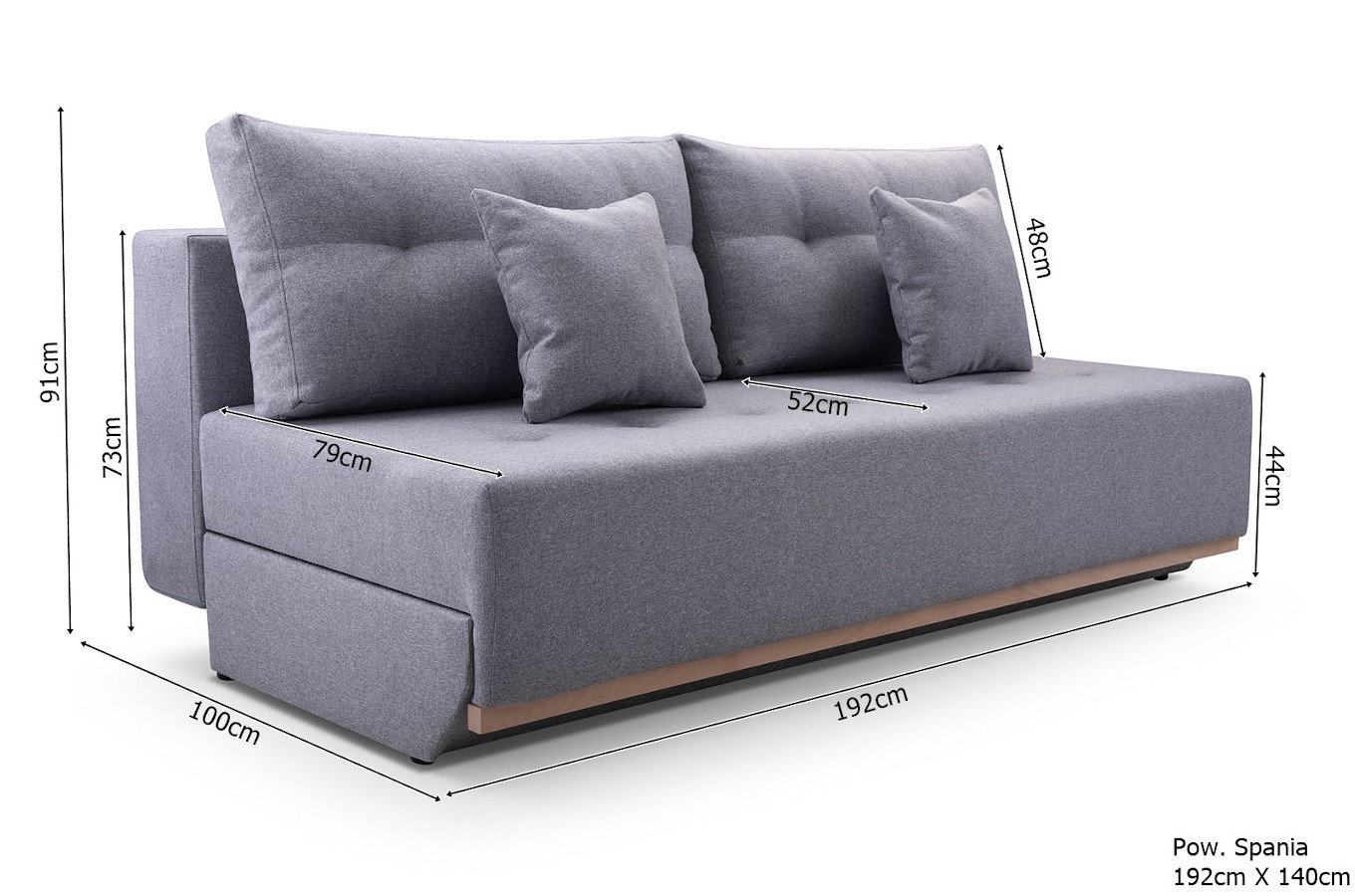 Elegancka rozkładana sofa NEGROS z pojemnikiem na pościel