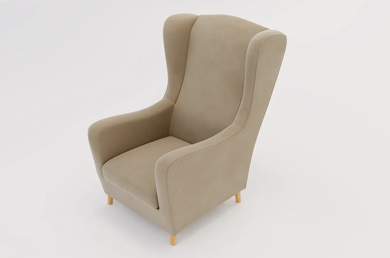 Beżowy fotel uszak Skandica AGNETA / nóżki naturalne
