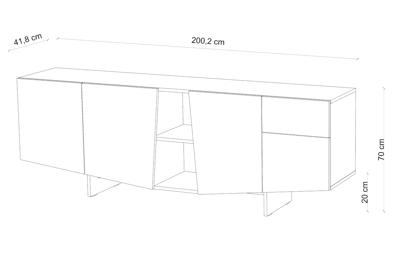 Nowoczesna szara komoda z szufladami Skandica WING / szer. 200 cm