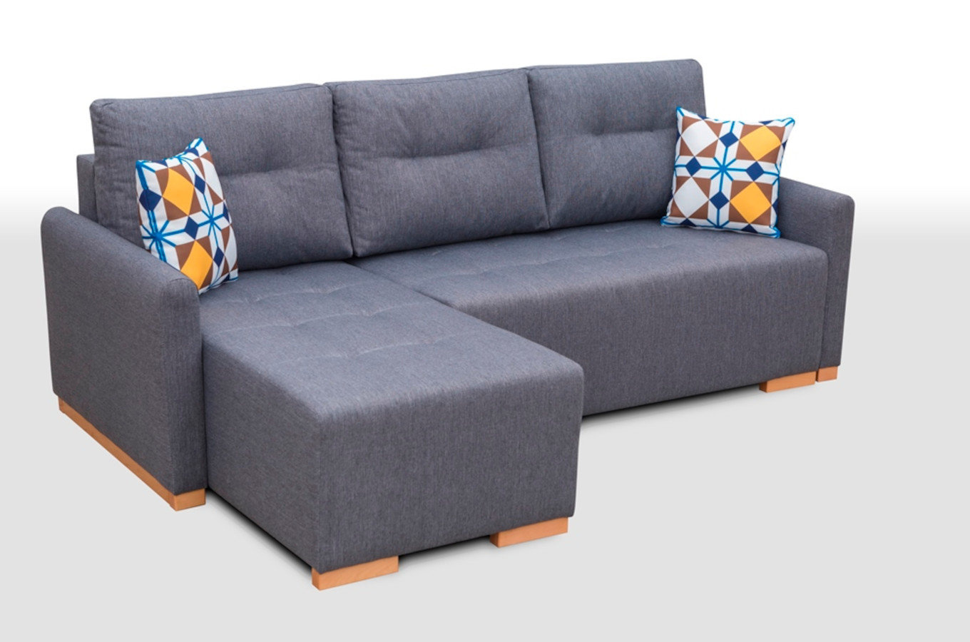 Rozkładany narożnik FIESTA z pojemnikiem na pościel w skandynawskim stylu