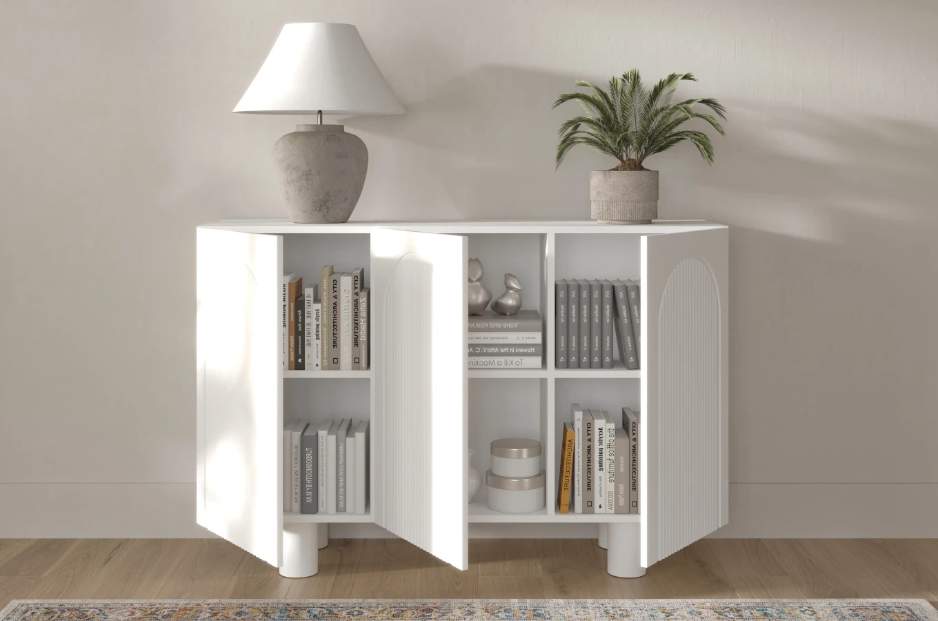 Biała komoda z łukami Skandica RITA / szer. 135 cm