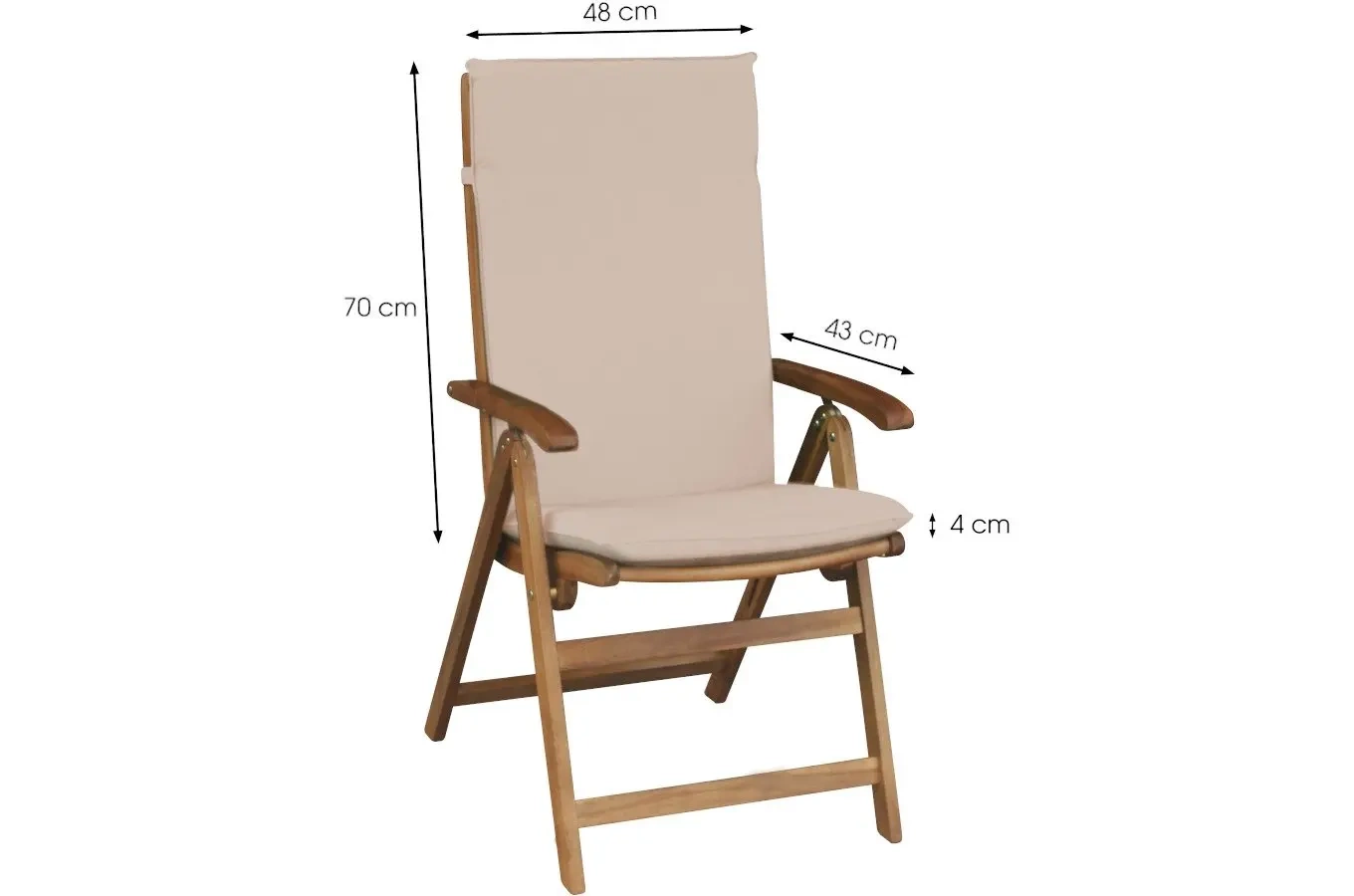 Składane krzesło ogrodowe SINTRA z drewna akacjowego z beżową poduszką