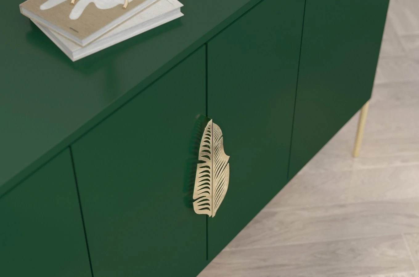 Złoty uchwyt LEAF Merlin w kształcie pióra / komplet