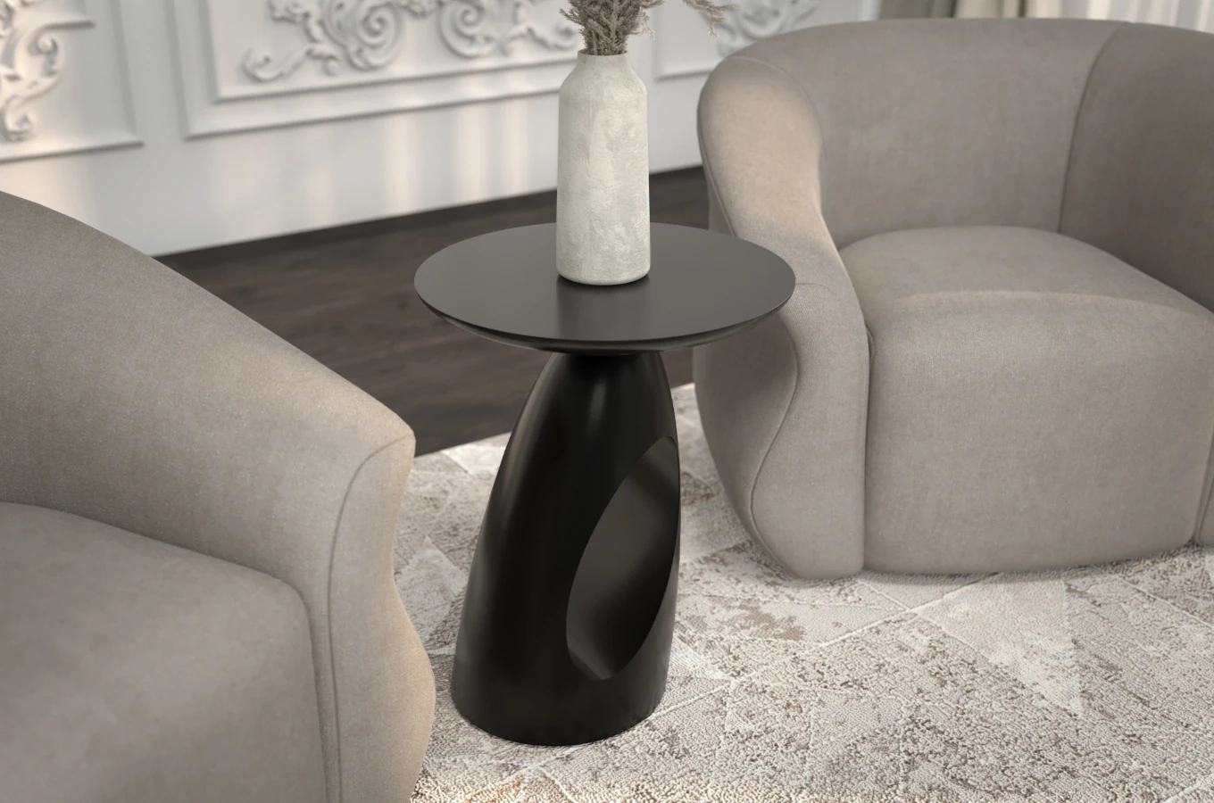 Stolik drewniany Kayani ISLAND różne kolory, wys. 40 cm / kolor czarny